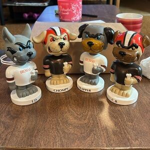Cleveland Browns NFL Vintage Bobbleheads - Mascots CHOMPS/C.B./TRAPPER/T.D.